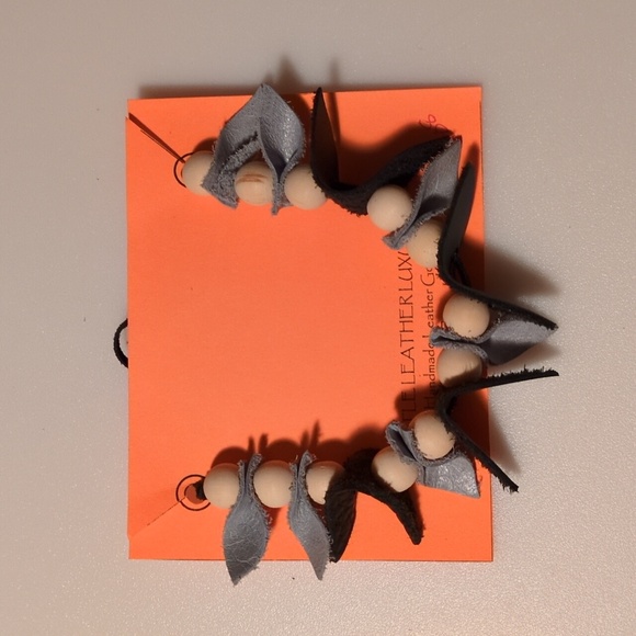 Handmade Genuine Leather Natural Wood Necklace Choker Bracelet Black #08 - Picture 2 of 11